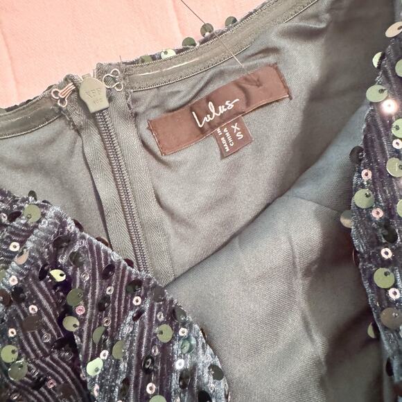 Lulus Sparkle Emerald Green Velvet Sequin Maxi Dress XS. Formal. NEW. $98 MSRP - Picture 5 of 13